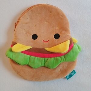 Squishmallows Carl The Burger Plush Pencil Case Pouch -Brown, Green, Red, Yellow